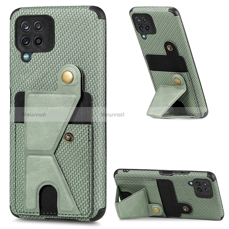 Ultra-thin Silicone Gel Soft Case Cover with Magnetic S09D for Samsung Galaxy A12 5G Green