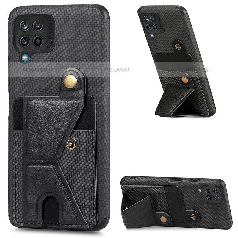 Ultra-thin Silicone Gel Soft Case Cover with Magnetic S09D for Samsung Galaxy A12 Black