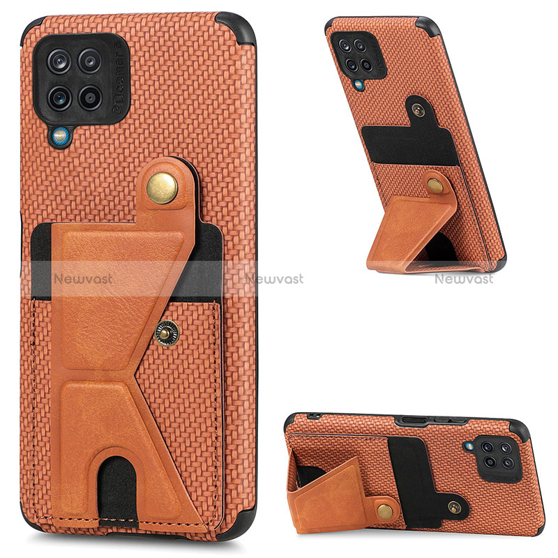 Ultra-thin Silicone Gel Soft Case Cover with Magnetic S09D for Samsung Galaxy A12 Nacho Brown
