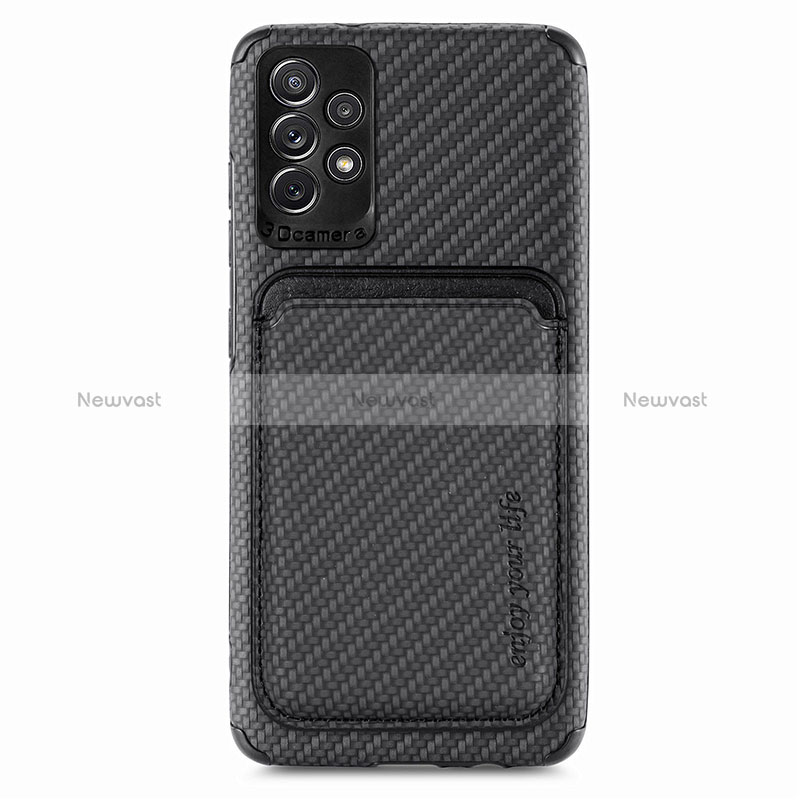 Ultra-thin Silicone Gel Soft Case Cover with Magnetic S09D for Samsung Galaxy A52 4G Black