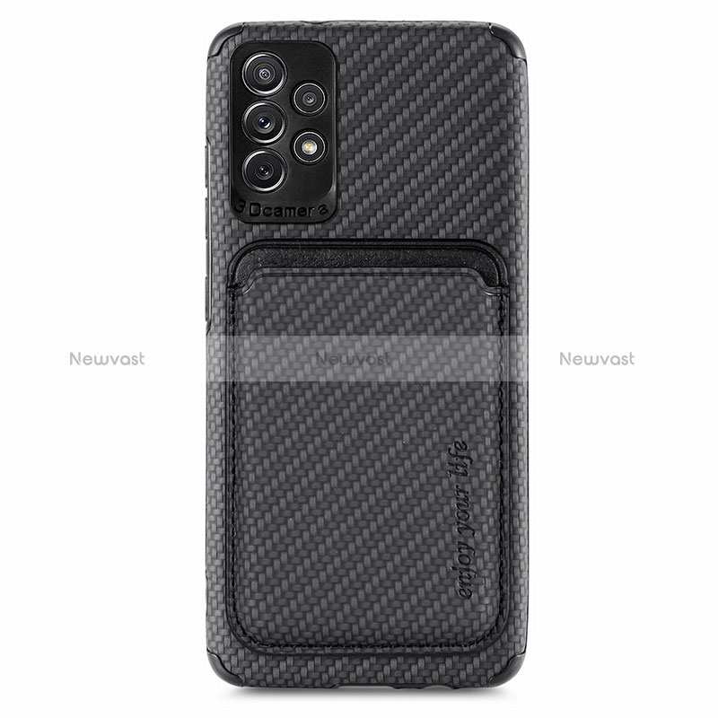 Ultra-thin Silicone Gel Soft Case Cover with Magnetic S09D for Samsung Galaxy A52s 5G Black