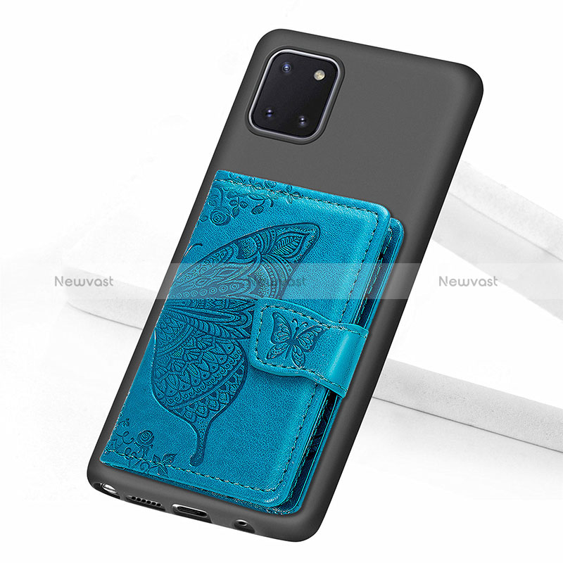 Ultra-thin Silicone Gel Soft Case Cover with Magnetic S09D for Samsung Galaxy A81 Blue