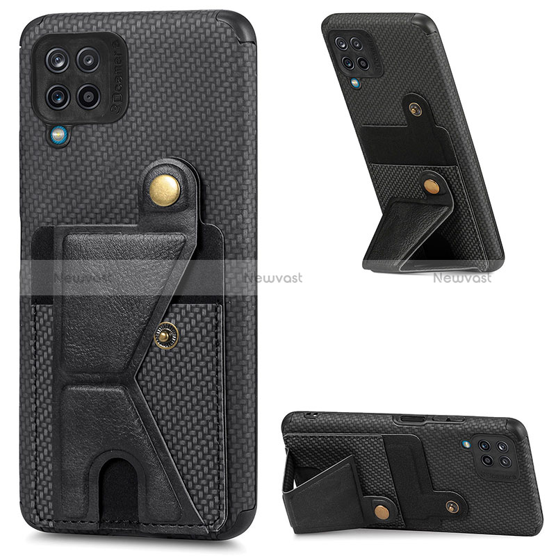 Ultra-thin Silicone Gel Soft Case Cover with Magnetic S09D for Samsung Galaxy M12 Black