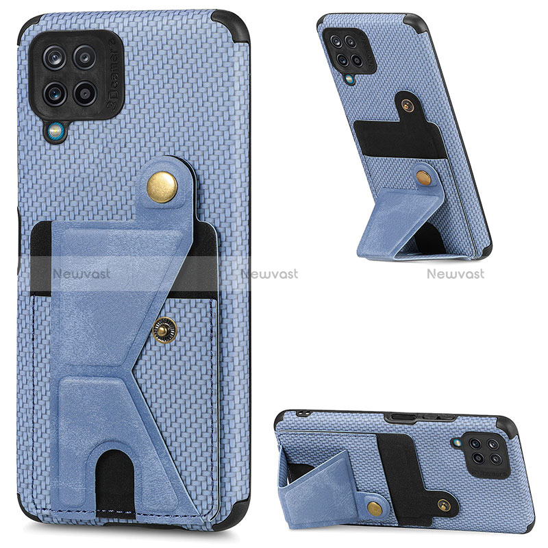 Ultra-thin Silicone Gel Soft Case Cover with Magnetic S09D for Samsung Galaxy M12 Blue