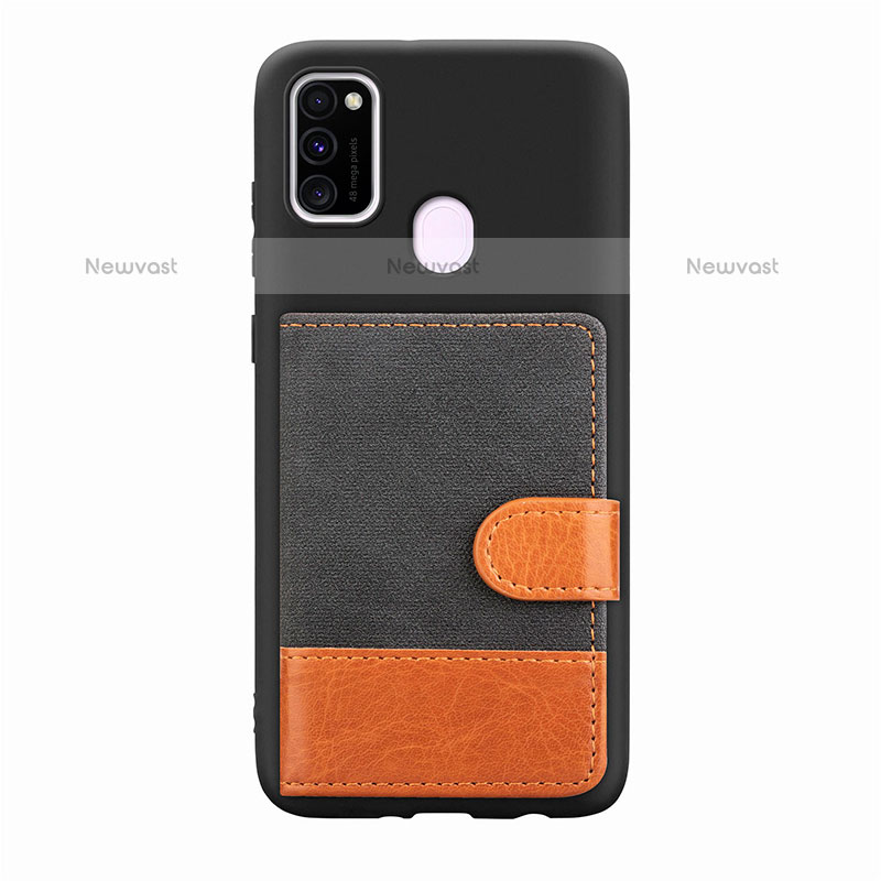 Ultra-thin Silicone Gel Soft Case Cover with Magnetic S09D for Samsung Galaxy M21 Black