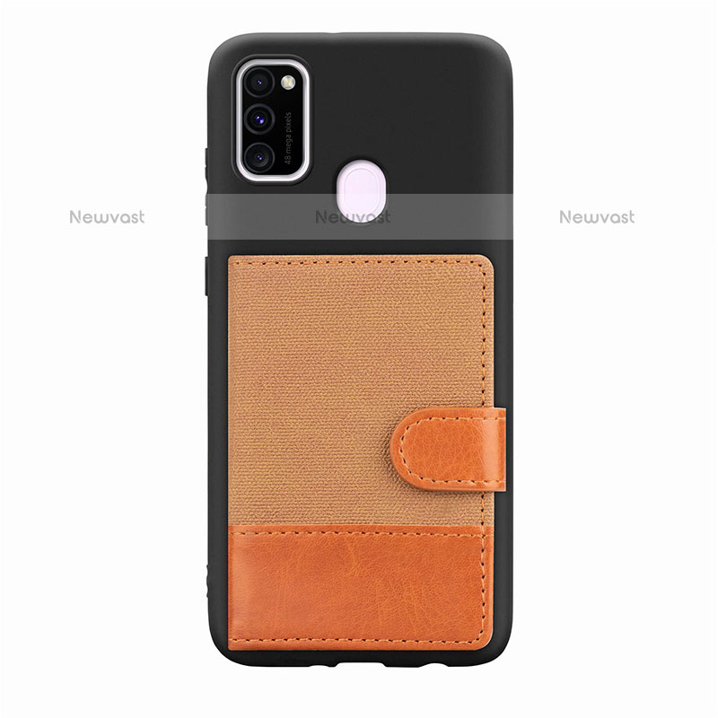 Ultra-thin Silicone Gel Soft Case Cover with Magnetic S09D for Samsung Galaxy M21 Brown