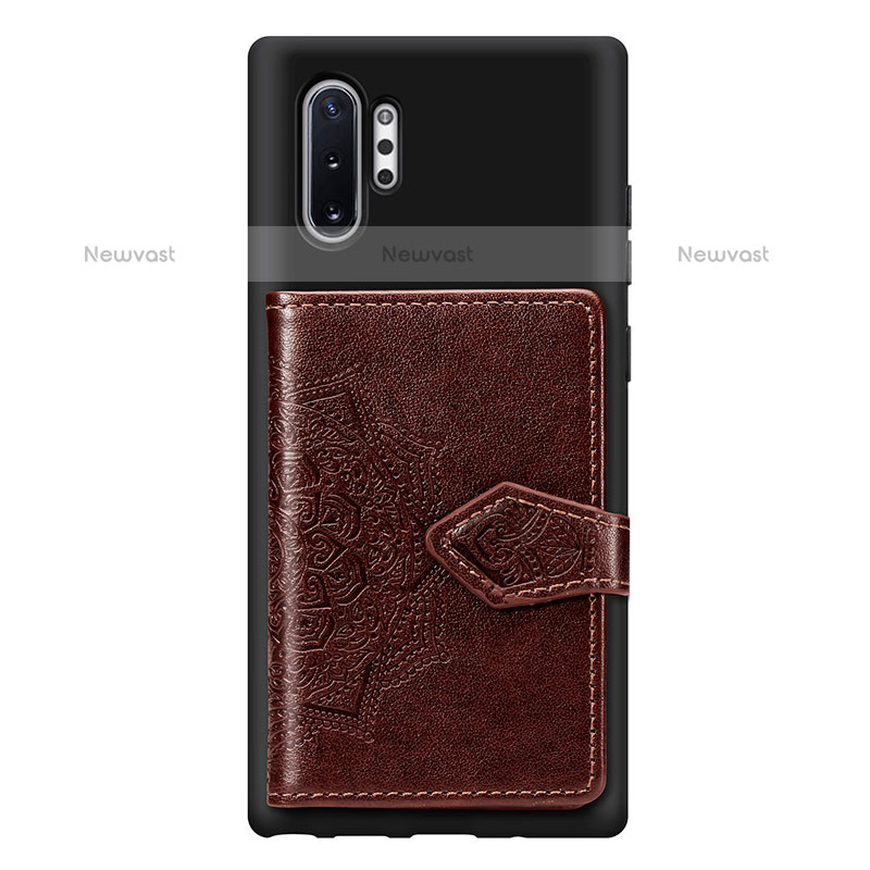 Ultra-thin Silicone Gel Soft Case Cover with Magnetic S09D for Samsung Galaxy Note 10 Plus 5G Brown