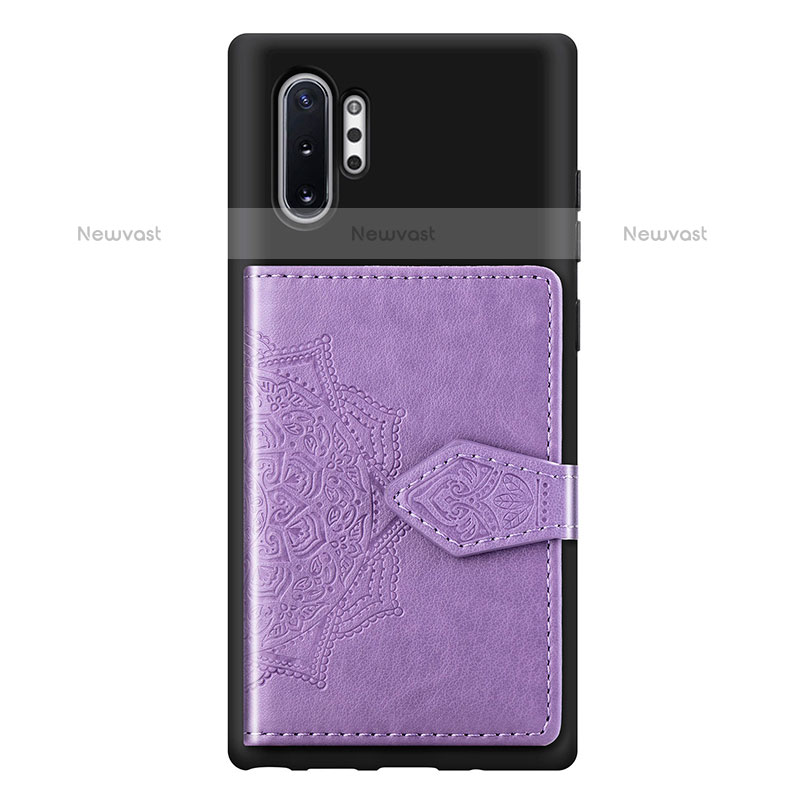 Ultra-thin Silicone Gel Soft Case Cover with Magnetic S09D for Samsung Galaxy Note 10 Plus 5G Purple