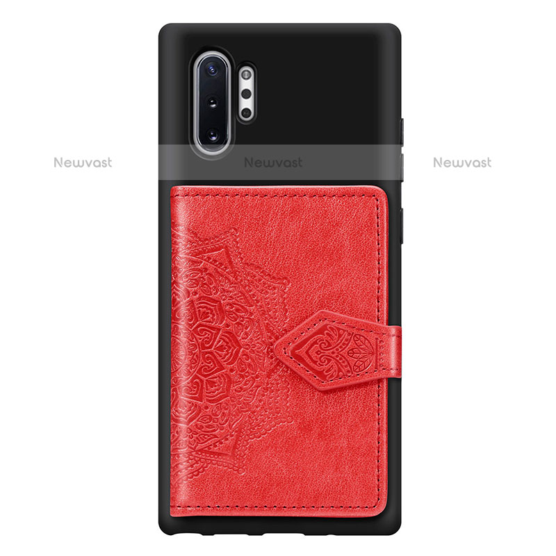 Ultra-thin Silicone Gel Soft Case Cover with Magnetic S09D for Samsung Galaxy Note 10 Plus 5G Red