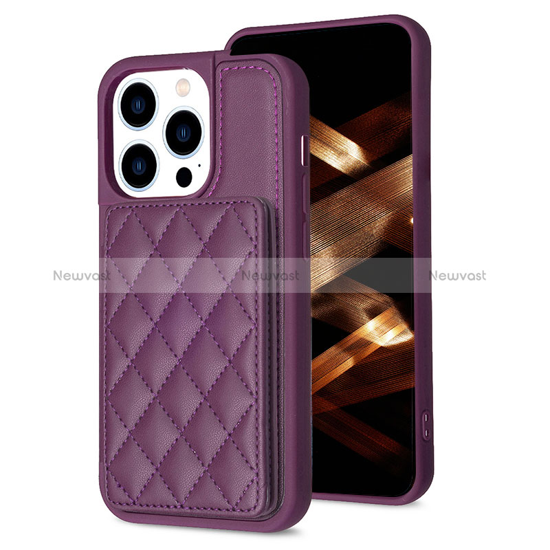 Ultra-thin Silicone Gel Soft Case Cover with Magnetic S10D for Apple iPhone 13 Pro Purple