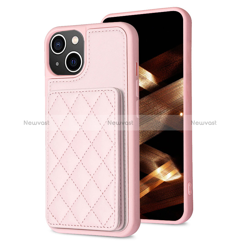 Ultra-thin Silicone Gel Soft Case Cover with Magnetic S10D for Apple iPhone 14 Plus Rose Gold