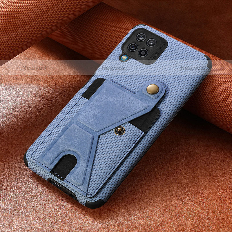 Ultra-thin Silicone Gel Soft Case Cover with Magnetic S10D for Samsung Galaxy A12 Blue