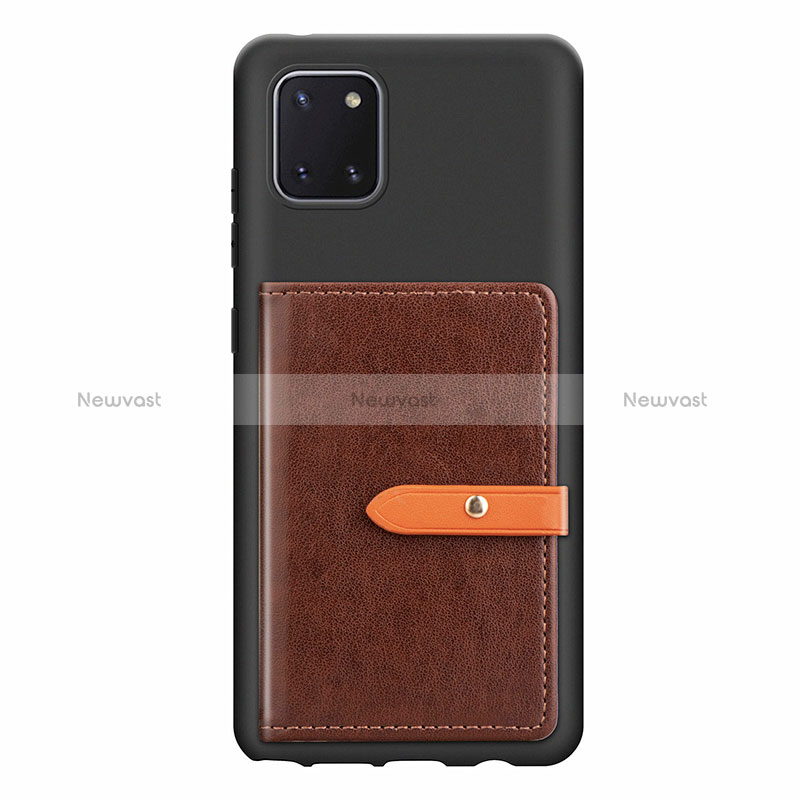 Ultra-thin Silicone Gel Soft Case Cover with Magnetic S10D for Samsung Galaxy A81 Brown