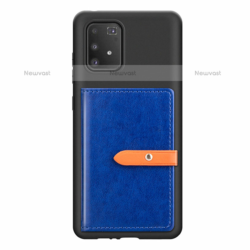 Ultra-thin Silicone Gel Soft Case Cover with Magnetic S10D for Samsung Galaxy A91 Blue