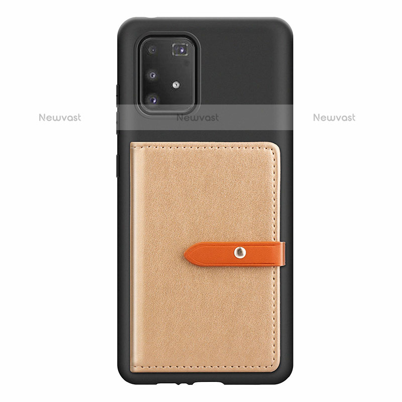 Ultra-thin Silicone Gel Soft Case Cover with Magnetic S10D for Samsung Galaxy A91 Khaki