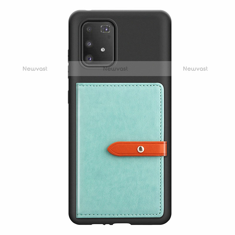 Ultra-thin Silicone Gel Soft Case Cover with Magnetic S10D for Samsung Galaxy A91 Mint Blue