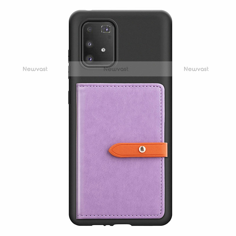 Ultra-thin Silicone Gel Soft Case Cover with Magnetic S10D for Samsung Galaxy A91 Purple