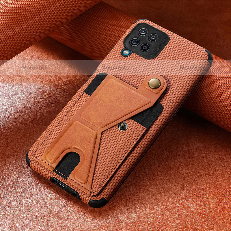 Ultra-thin Silicone Gel Soft Case Cover with Magnetic S10D for Samsung Galaxy F12 Brown