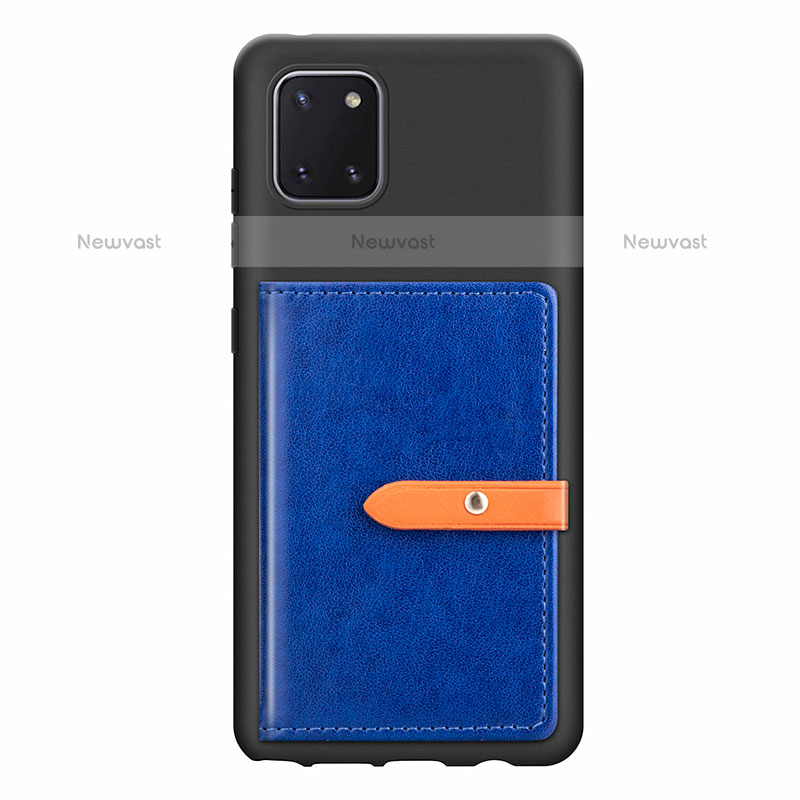 Ultra-thin Silicone Gel Soft Case Cover with Magnetic S10D for Samsung Galaxy Note 10 Lite Blue
