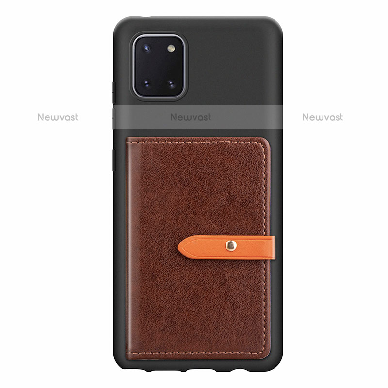 Ultra-thin Silicone Gel Soft Case Cover with Magnetic S10D for Samsung Galaxy Note 10 Lite Brown