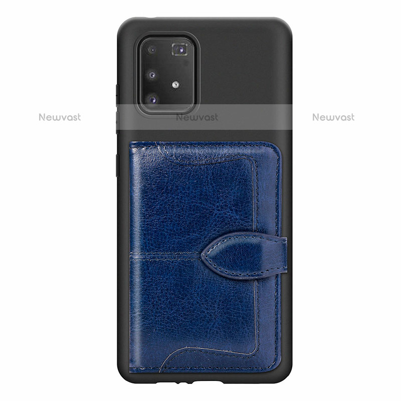 Ultra-thin Silicone Gel Soft Case Cover with Magnetic S11D for Samsung Galaxy A91 Blue