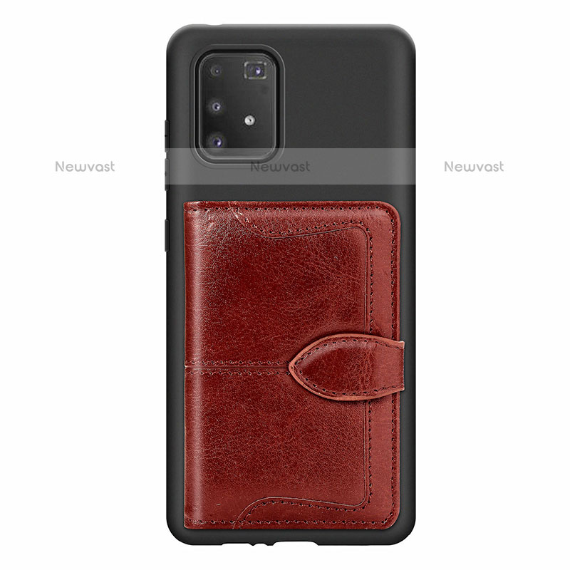 Ultra-thin Silicone Gel Soft Case Cover with Magnetic S11D for Samsung Galaxy A91 Brown