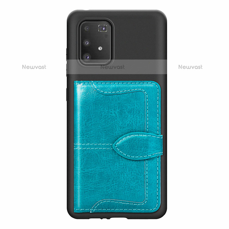 Ultra-thin Silicone Gel Soft Case Cover with Magnetic S11D for Samsung Galaxy A91 Cyan