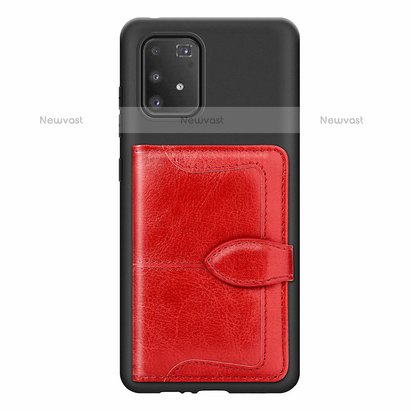 Ultra-thin Silicone Gel Soft Case Cover with Magnetic S11D for Samsung Galaxy A91 Red