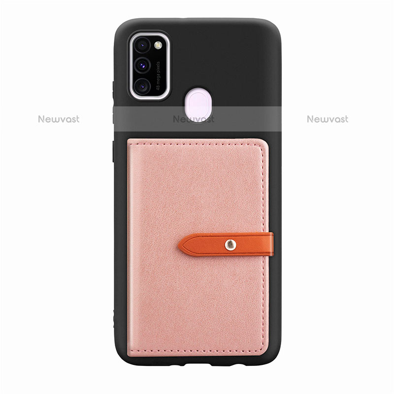 Ultra-thin Silicone Gel Soft Case Cover with Magnetic S11D for Samsung Galaxy M21 Pink