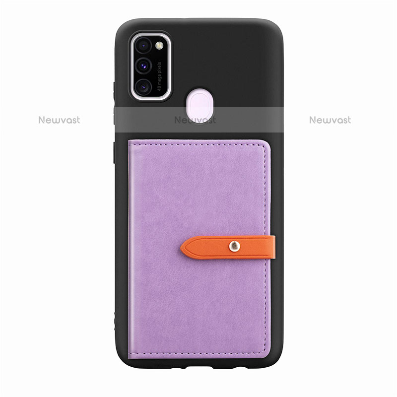 Ultra-thin Silicone Gel Soft Case Cover with Magnetic S11D for Samsung Galaxy M21 Purple