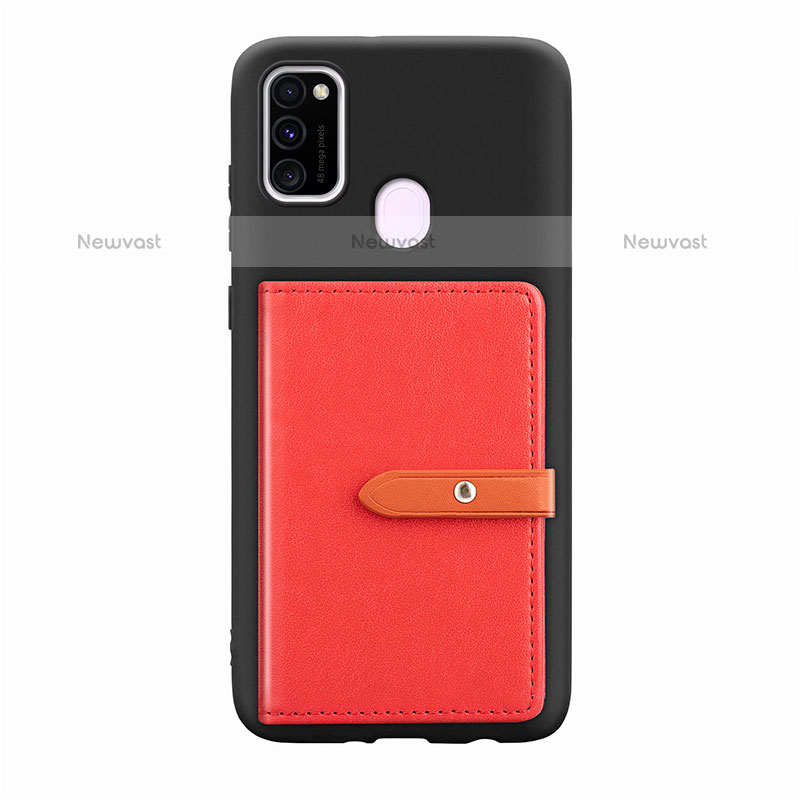 Ultra-thin Silicone Gel Soft Case Cover with Magnetic S11D for Samsung Galaxy M21 Red