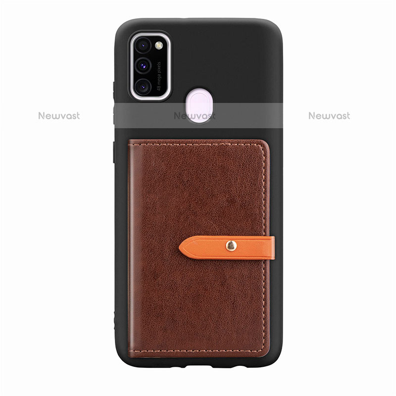 Ultra-thin Silicone Gel Soft Case Cover with Magnetic S11D for Samsung Galaxy M30s Brown