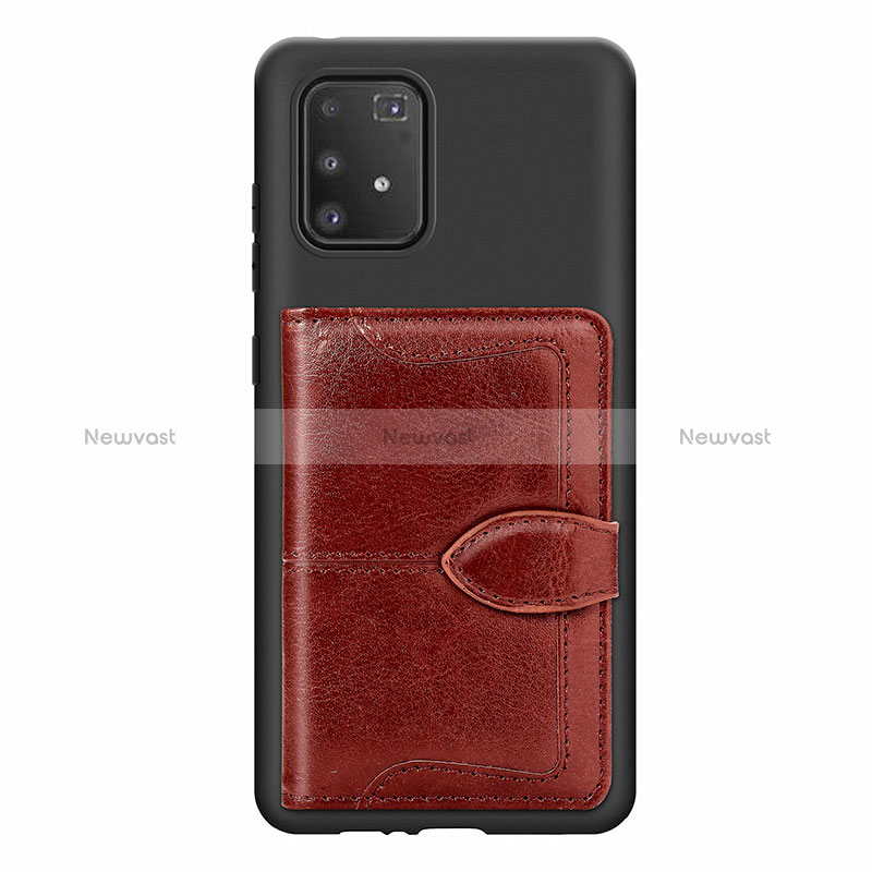 Ultra-thin Silicone Gel Soft Case Cover with Magnetic S11D for Samsung Galaxy S10 Lite Brown