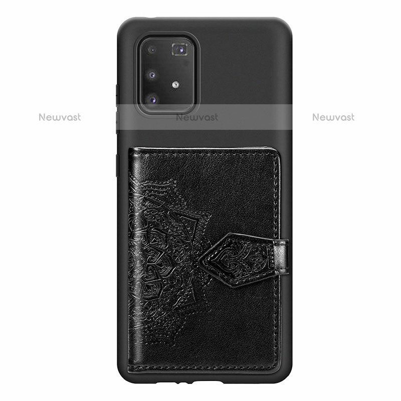 Ultra-thin Silicone Gel Soft Case Cover with Magnetic S12D for Samsung Galaxy A91 Black