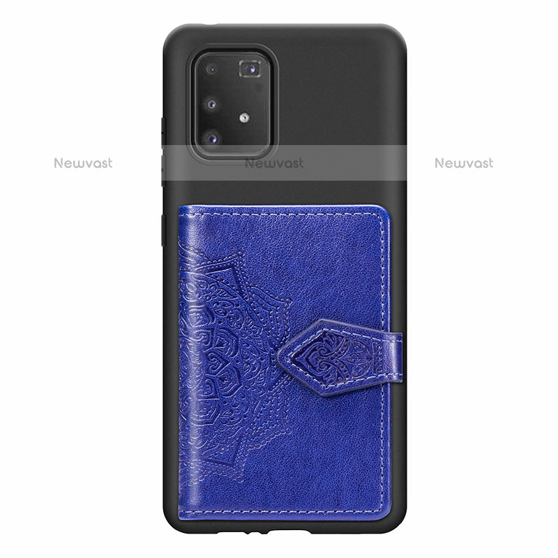 Ultra-thin Silicone Gel Soft Case Cover with Magnetic S12D for Samsung Galaxy A91 Blue