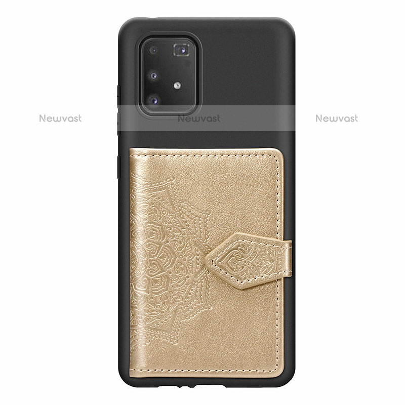 Ultra-thin Silicone Gel Soft Case Cover with Magnetic S12D for Samsung Galaxy A91 Gold