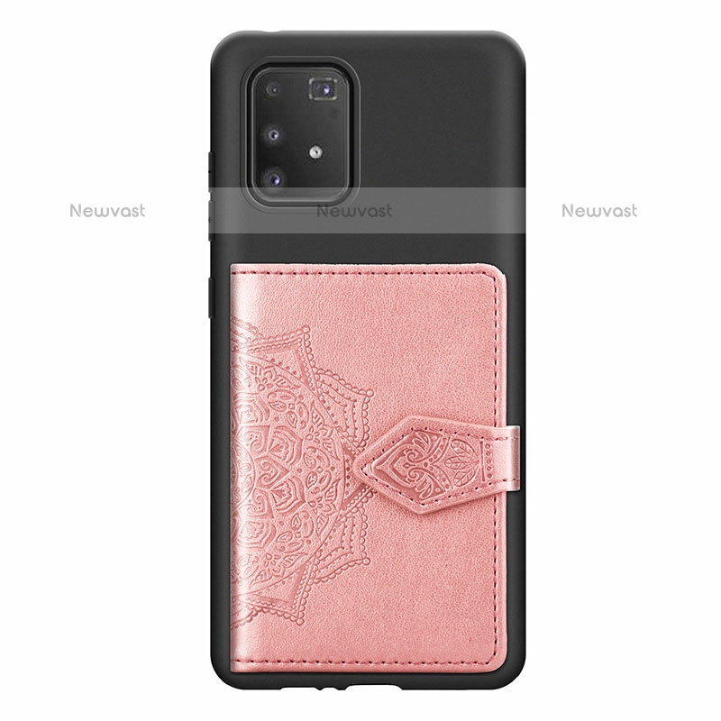 Ultra-thin Silicone Gel Soft Case Cover with Magnetic S12D for Samsung Galaxy A91 Pink