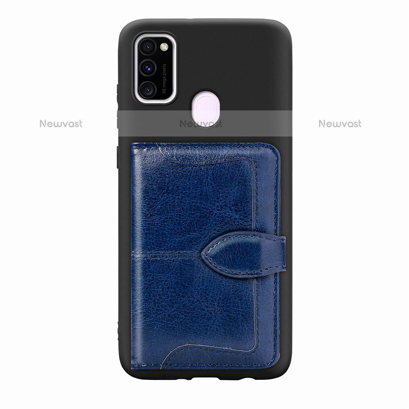 Ultra-thin Silicone Gel Soft Case Cover with Magnetic S12D for Samsung Galaxy M21 Blue