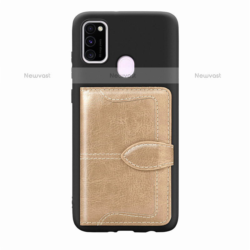 Ultra-thin Silicone Gel Soft Case Cover with Magnetic S12D for Samsung Galaxy M21 Gold