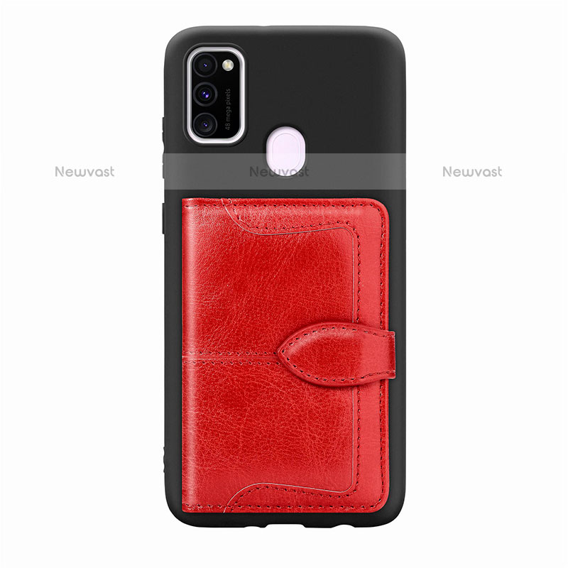 Ultra-thin Silicone Gel Soft Case Cover with Magnetic S12D for Samsung Galaxy M21 Red