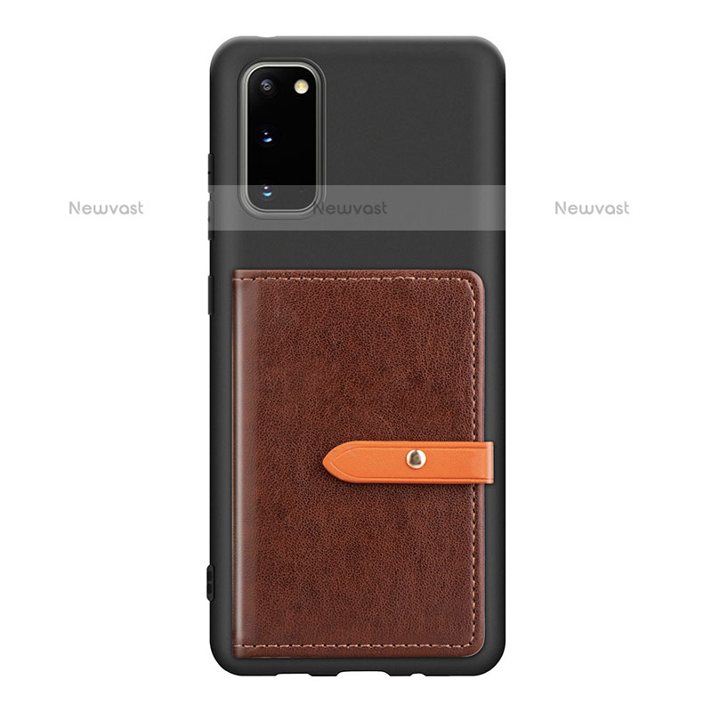 Ultra-thin Silicone Gel Soft Case Cover with Magnetic S12D for Samsung Galaxy S20 5G Brown