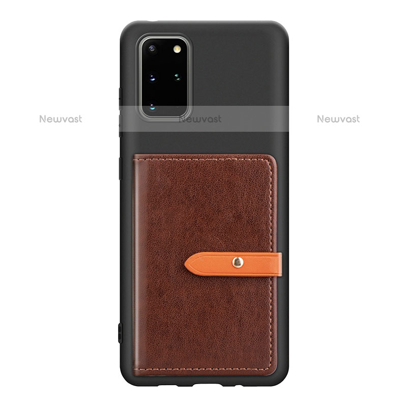 Ultra-thin Silicone Gel Soft Case Cover with Magnetic S12D for Samsung Galaxy S20 Plus 5G Brown