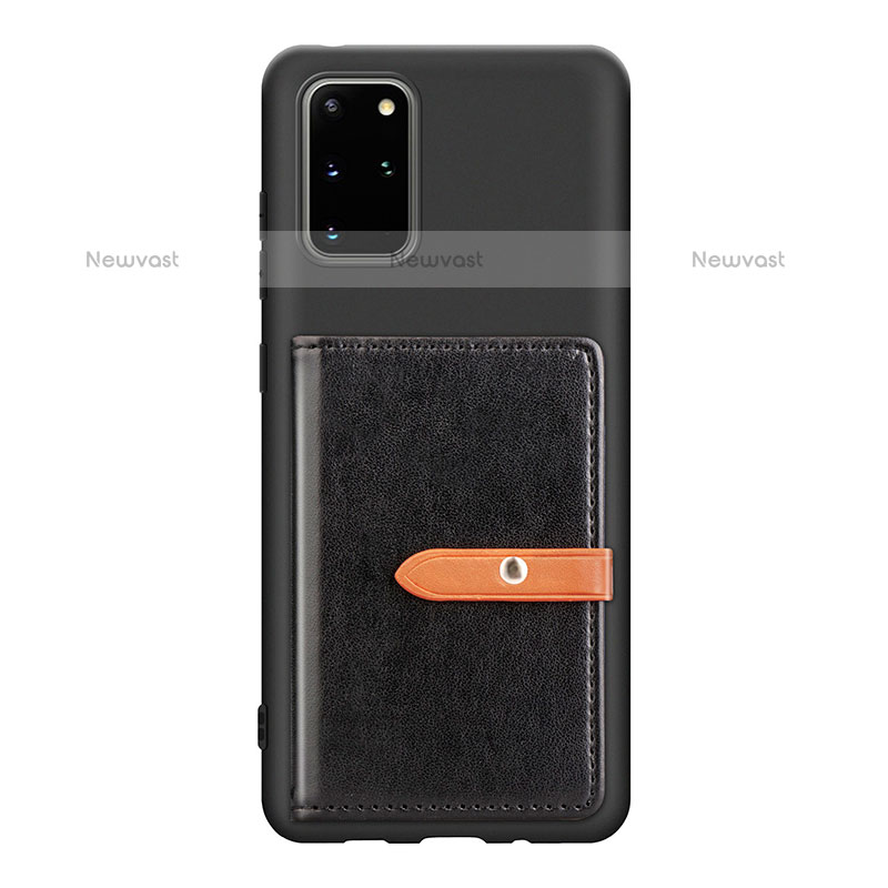 Ultra-thin Silicone Gel Soft Case Cover with Magnetic S12D for Samsung Galaxy S20 Plus Black