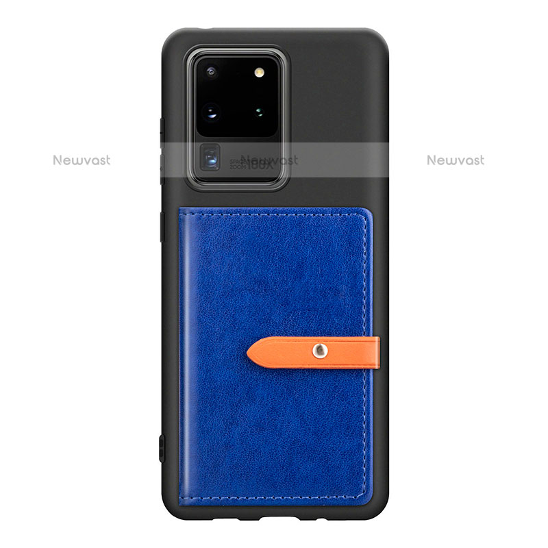 Ultra-thin Silicone Gel Soft Case Cover with Magnetic S12D for Samsung Galaxy S20 Ultra 5G Blue