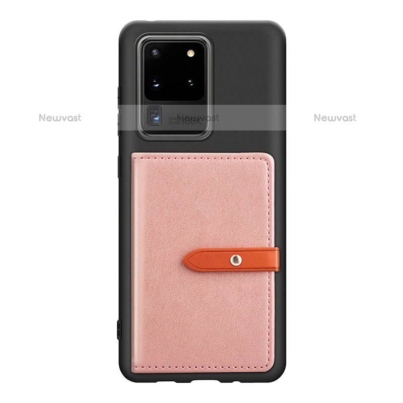 Ultra-thin Silicone Gel Soft Case Cover with Magnetic S12D for Samsung Galaxy S20 Ultra 5G Pink