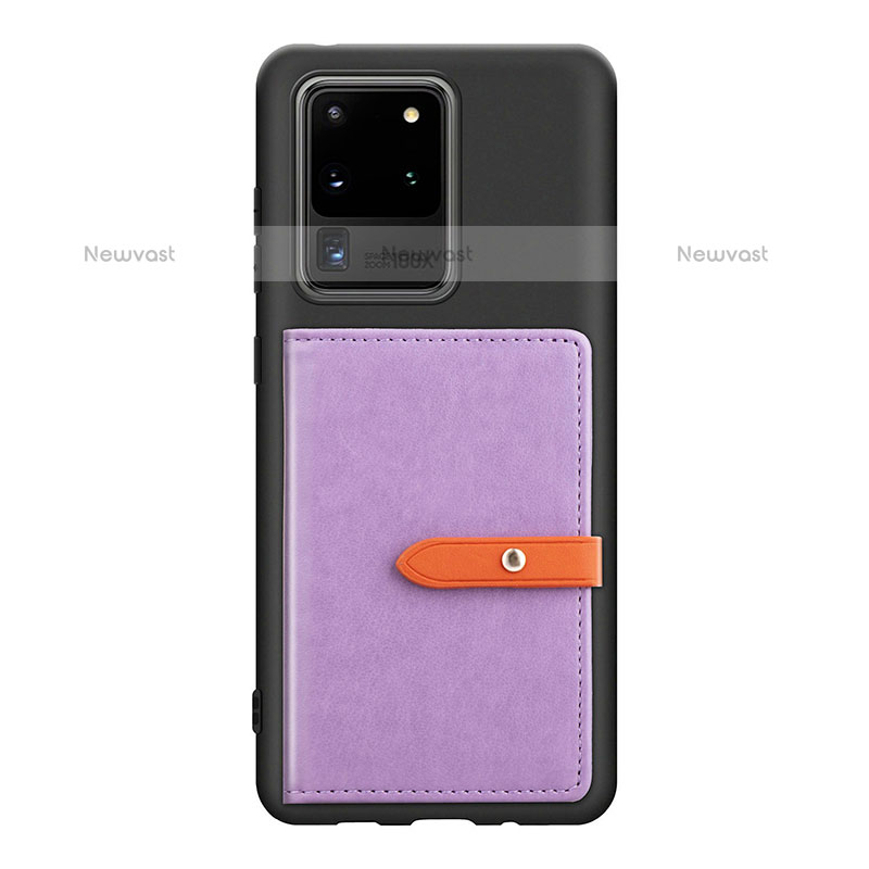 Ultra-thin Silicone Gel Soft Case Cover with Magnetic S12D for Samsung Galaxy S20 Ultra 5G Purple