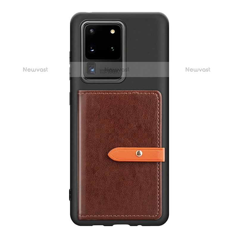 Ultra-thin Silicone Gel Soft Case Cover with Magnetic S12D for Samsung Galaxy S20 Ultra Brown