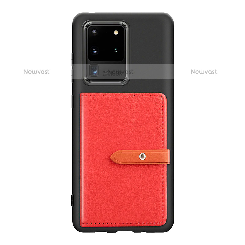 Ultra-thin Silicone Gel Soft Case Cover with Magnetic S12D for Samsung Galaxy S20 Ultra Red