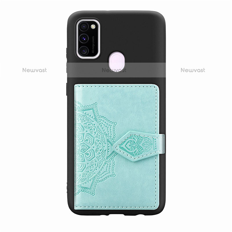 Ultra-thin Silicone Gel Soft Case Cover with Magnetic S13D for Samsung Galaxy M21 Green