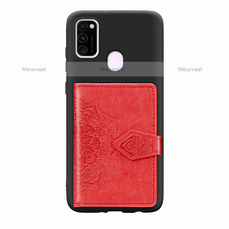 Ultra-thin Silicone Gel Soft Case Cover with Magnetic S13D for Samsung Galaxy M21 Red